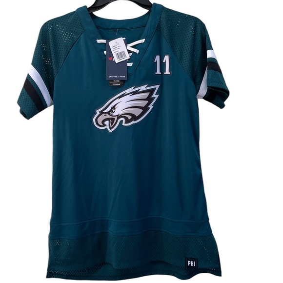 Fanatics Midnight Green Philadelphia Eagles Wentz Draft Me Lace-Up T-Shirt M NWT - Picture 3 of 10